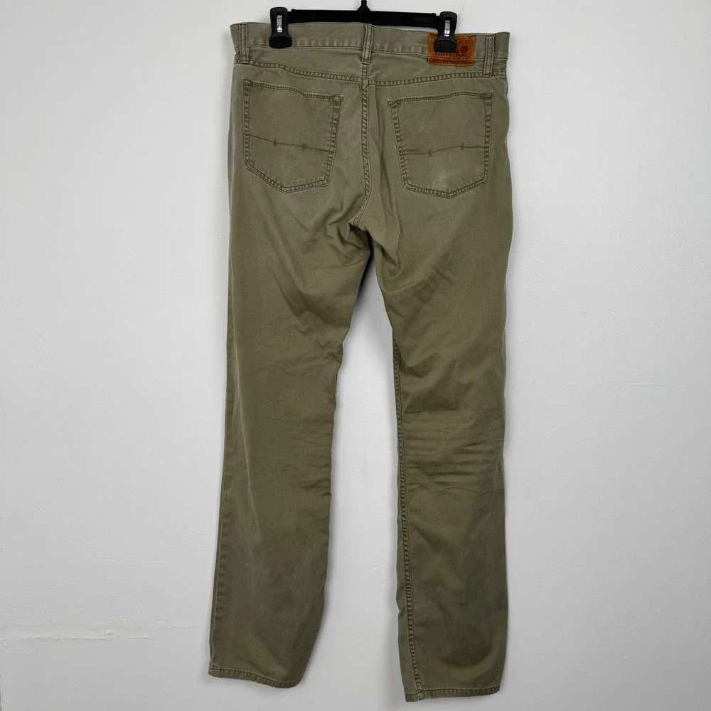 Polo Ralph Lauren 650 Straight Leg Pants Mens 34x34 Olive Green Cotton Twill